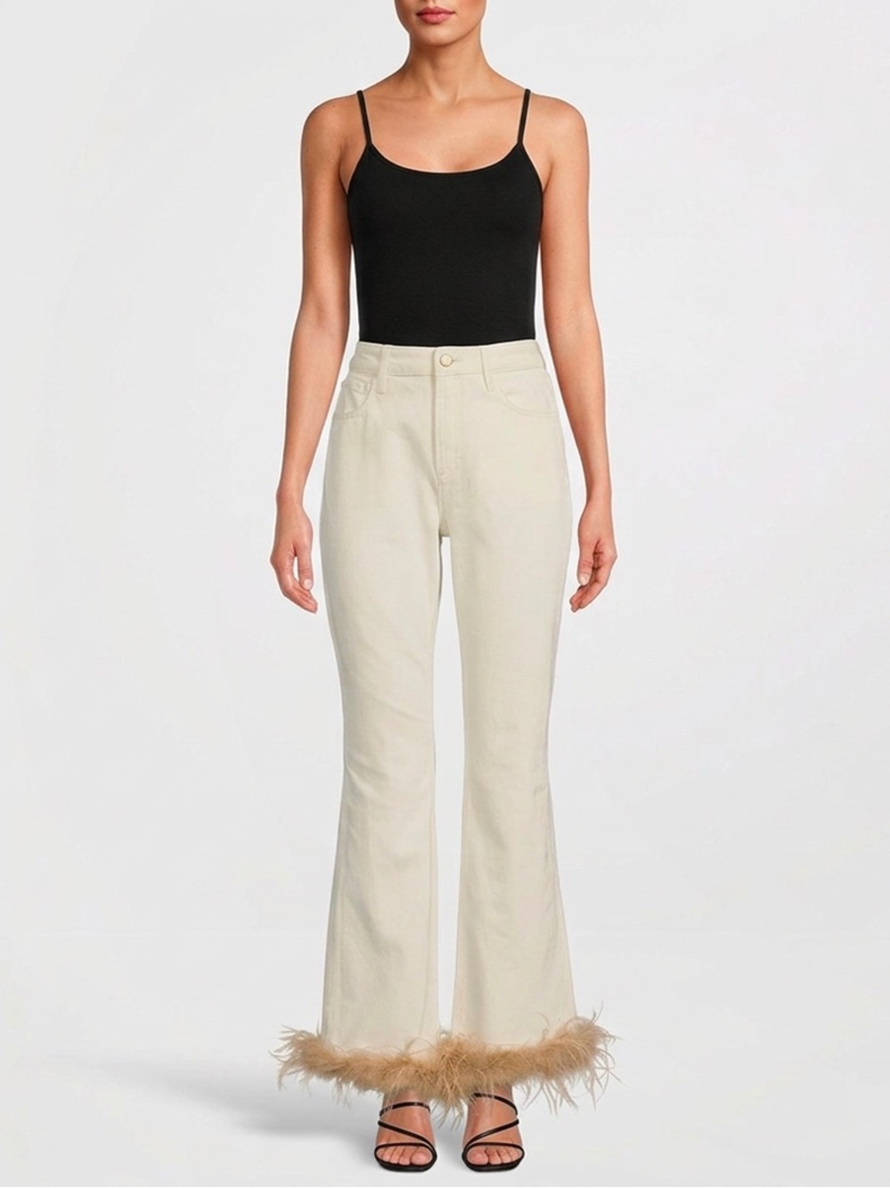 Nastia Liukin for Gianni Bini Feather-Hem Flare Jeans — Size 25